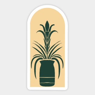 Bromeliad Block Print Green and Tan Sticker